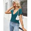 imageZeagoo Womens Tops Deep V Neck Shirts Summer Low Cut Top Sexy Short Sleeve Tshirts Trendy Clothes Fashion Clothing S3XLBlue Green