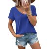 imageZeagoo Womens Tops Deep V Neck Shirts Summer Low Cut Top Sexy Short Sleeve Tshirts Trendy Clothes Fashion Clothing S3XLRoyal Blue
