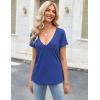 imageZeagoo Womens Tops Deep V Neck Shirts Summer Low Cut Top Sexy Short Sleeve Tshirts Trendy Clothes Fashion Clothing S3XLRoyal Blue