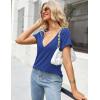imageZeagoo Womens Tops Deep V Neck Shirts Summer Low Cut Top Sexy Short Sleeve Tshirts Trendy Clothes Fashion Clothing S3XLRoyal Blue