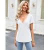 imageZeagoo Womens Tops Deep V Neck Shirts Summer Low Cut Top Sexy Short Sleeve Tshirts Trendy Clothes Fashion Clothing S3XLWhite