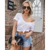 imageZeagoo Womens Tops Deep V Neck Shirts Summer Low Cut Top Sexy Short Sleeve Tshirts Trendy Clothes Fashion Clothing S3XLWhite