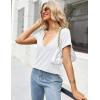 imageZeagoo Womens Tops Deep V Neck Shirts Summer Low Cut Top Sexy Short Sleeve Tshirts Trendy Clothes Fashion Clothing S3XLWhite