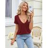 imageZeagoo Womens Tops Deep V Neck Shirts Summer Low Cut Top Sexy Short Sleeve Tshirts Trendy Clothes Fashion Clothing S3XLWine Red