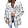 imageZeagoo Womens Plaid Shacket Jacket Long Sleeve Fleece Hooded Jackets Fall Winter Warm Coat S2XLWhite Plaid