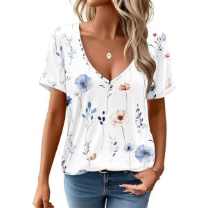 imageZeagoo Womens Tops Deep V Neck Shirts Summer Low Cut Top Sexy Short Sleeve Tshirts Trendy Clothes Fashion Clothing S3XLBf290 Boho
