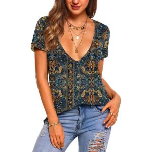 imageZeagoo Womens Tops Deep V Neck Shirts Summer Low Cut Top Sexy Short Sleeve Tshirts Trendy Clothes Fashion Clothing S3XLMz912