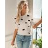 imageZeagoo Womens Summer Short Sleeve Tops Crew Neck Lightweight Pullover Sweaters Loose Dressy Casual Blouse Basic Clothes1bow Knot Black