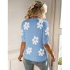 imageZeagoo Womens Summer Short Sleeve Tops Crew Neck Lightweight Pullover Sweaters Loose Dressy Casual Blouse Basic ClothesFloral Bluewhite