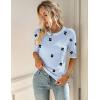 imageZeagoo Womens Summer Short Sleeve Tops Crew Neck Lightweight Pullover Sweaters Loose Dressy Casual Blouse Basic ClothesFloral Jh528 Bluewhite