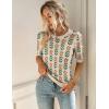 imageZeagoo Womens Summer Short Sleeve Tops Crew Neck Lightweight Pullover Sweaters Loose Dressy Casual Blouse Basic ClothesFloral Khakiorange