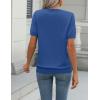 imageZeagoo Womens Summer Short Sleeve Tops Crew Neck Lightweight Pullover Sweaters Loose Dressy Casual Blouse Basic ClothesHeather Blue