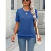 imageZeagoo Womens Summer Short Sleeve Tops Crew Neck Lightweight Pullover Sweaters Loose Dressy Casual Blouse Basic ClothesHeather Blue