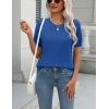 imageZeagoo Womens Summer Short Sleeve Tops Crew Neck Lightweight Pullover Sweaters Loose Dressy Casual Blouse Basic ClothesHeather Blue