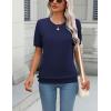imageZeagoo Womens Summer Short Sleeve Tops Crew Neck Lightweight Pullover Sweaters Loose Dressy Casual Blouse Basic ClothesNavy Blue