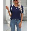 imageZeagoo Womens Summer Short Sleeve Tops Crew Neck Lightweight Pullover Sweaters Loose Dressy Casual Blouse Basic ClothesNavy Blue