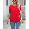 imageZeagoo Womens Summer Short Sleeve Tops Crew Neck Lightweight Pullover Sweaters Loose Dressy Casual Blouse Basic ClothesRed