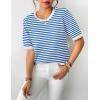 imageZeagoo Womens Summer Short Sleeve Tops Crew Neck Lightweight Pullover Sweaters Loose Dressy Casual Blouse Basic ClothesStriped Blue