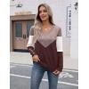 imageZeagoo Womens V Neck Sweaters Shirts Long Sleeve Lightweight Ribbed Knit Pullover Sweater Blouse Tops with Buttons OufitsCchocolate Brown