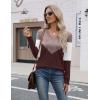 imageZeagoo Womens V Neck Sweaters Shirts Long Sleeve Lightweight Ribbed Knit Pullover Sweater Blouse Tops with Buttons OufitsCchocolate Brown