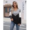imageZeagoo Womens V Neck Sweaters Shirts Long Sleeve Lightweight Ribbed Knit Pullover Sweater Blouse Tops with Buttons OufitsCgrey Black