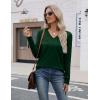 imageZeagoo Womens V Neck Sweaters Shirts Long Sleeve Lightweight Ribbed Knit Pullover Sweater Blouse Tops with Buttons OufitsForest Green