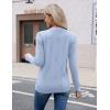 imageZeagoo Womens V Neck Sweaters Shirts Long Sleeve Lightweight Ribbed Knit Pullover Sweater Blouse Tops with Buttons OufitsLight Blue