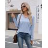 imageZeagoo Womens V Neck Sweaters Shirts Long Sleeve Lightweight Ribbed Knit Pullover Sweater Blouse Tops with Buttons OufitsLight Blue