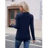 imageZeagoo Womens V Neck Sweaters Shirts Long Sleeve Lightweight Ribbed Knit Pullover Sweater Blouse Tops with Buttons OufitsNavy Blue