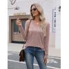 imageZeagoo Womens V Neck Sweaters Shirts Long Sleeve Lightweight Ribbed Knit Pullover Sweater Blouse Tops with Buttons OufitsPink Purple