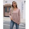 imageZeagoo Womens V Neck Sweaters Shirts Long Sleeve Lightweight Ribbed Knit Pullover Sweater Blouse Tops with Buttons OufitsPink Purple