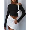 imageZeagoo Womens Long Sleeve Off The Shoulder Casual Crop Tops Boat Neck Going Out Slim Fit Sexy T Shirts 2025Black