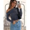 imageZeagoo Womens Long Sleeve Off The Shoulder Casual Crop Tops Boat Neck Going Out Slim Fit Sexy T Shirts 2025Dark Grey
