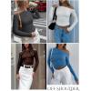 imageZeagoo Womens Long Sleeve Off The Shoulder Casual Crop Tops Boat Neck Going Out Slim Fit Sexy T Shirts 2025Dark Grey