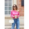 imageZeagoo Womens Long Sleeve Off The Shoulder Casual Crop Tops Boat Neck Going Out Slim Fit Sexy T Shirts 2025Hot Pink