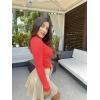 imageZeagoo Womens Long Sleeve Off The Shoulder Casual Crop Tops Boat Neck Going Out Slim Fit Sexy T Shirts 2025Red