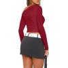 imageZeagoo Womens Long Sleeve Off The Shoulder Casual Crop Tops Boat Neck Going Out Slim Fit Sexy T Shirts 2025Wine Red
