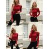 imageZeagoo Womens Long Sleeve Off The Shoulder Casual Crop Tops Boat Neck Going Out Slim Fit Sexy T Shirts 2025Wine Red