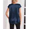 imageZeagoo Women Silk Satin Tops Cap Short Sleeve Blouse V Neck Shirts Business Casual Outfits S2XLNavy Blue