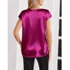 imageZeagoo Women Silk Satin Tops Cap Short Sleeve Blouse V Neck Shirts Business Casual Outfits S2XLRose Red