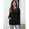imageZeagoo Womens Long Sleeve Shirts Basic Crewneck Blouses Dressy Casual Loose Tunic Tops with Pockets SXXLBlack