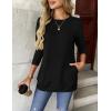 imageZeagoo Womens Long Sleeve Shirts Basic Crewneck Blouses Dressy Casual Loose Tunic Tops with Pockets SXXLBlack