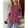 imageZeagoo Womens Long Sleeve Shirts Basic Crewneck Blouses Dressy Casual Loose Tunic Tops with Pockets SXXLDark Red
