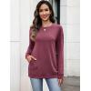 imageZeagoo Womens Long Sleeve Shirts Basic Crewneck Blouses Dressy Casual Loose Tunic Tops with Pockets SXXLDark Red
