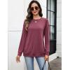 imageZeagoo Womens Long Sleeve Shirts Basic Crewneck Blouses Dressy Casual Loose Tunic Tops with Pockets SXXLDark Red