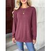 imageZeagoo Womens Long Sleeve Shirts Basic Crewneck Blouses Dressy Casual Loose Tunic Tops with Pockets SXXLDark Red