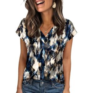 imageZeagoo Women Silk Satin Tops Cap Short Sleeve Blouse V Neck Shirts Business Casual Outfits S2XLZr220