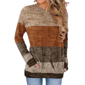imageZeagoo Womens Long Sleeve Shirts Basic Crewneck Blouses Dressy Casual Loose Tunic Tops with Pockets SXXLJh398