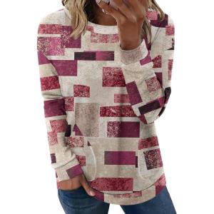 imageZeagoo Womens Long Sleeve Shirts Basic Crewneck Blouses Dressy Casual Loose Tunic Tops with Pockets SXXLJh509