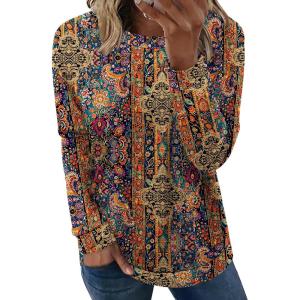 imageZeagoo Womens Long Sleeve Shirts Basic Crewneck Blouses Dressy Casual Loose Tunic Tops with Pockets SXXLMz721